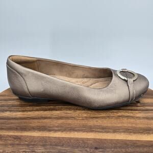 Clarks Flats Shoes Womens 9.5 Bronze Metallic Comfort Slip On Casual Career